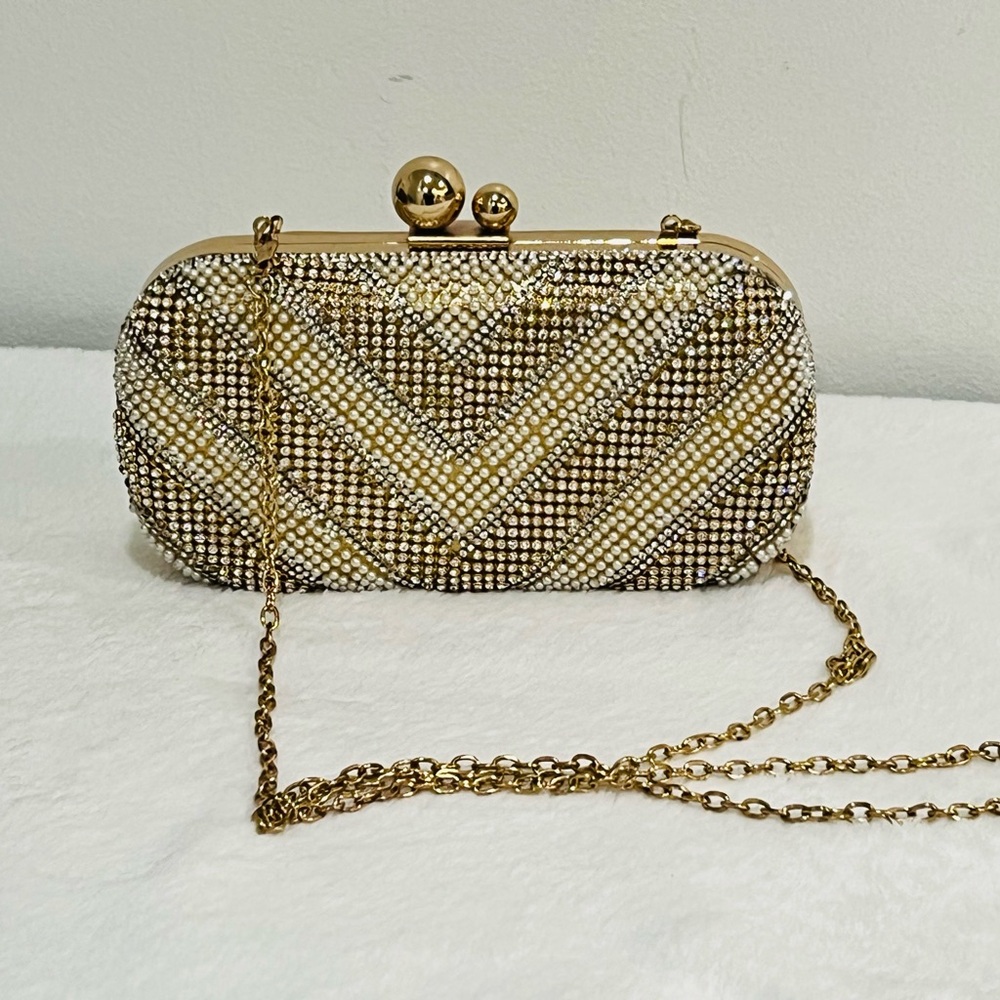 Nina New York Elegant Gold and Silver Clutch Bag